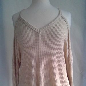 NWT Beige Waffle knit long sleeve shirt